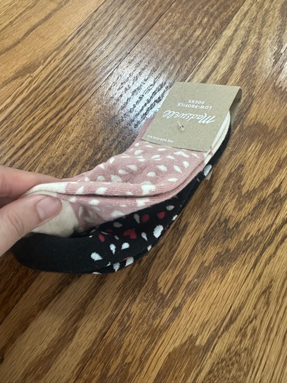 NEW set of 2 - Madewell No Show Low-Profile Sock Set - Pink + Black Hearts